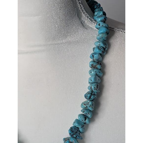 Vtg Native American Navajo Graduated Turquoise Nuggets Necklace 22" long BOHO - Picture 3 of 6